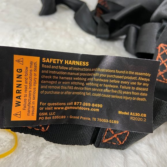 GSM Outdoor Model A130 Hunting Tree Stand Safety Harness Black New - Picture 7 of 8